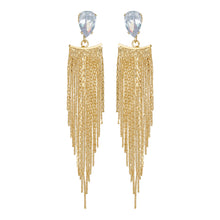 Load image into Gallery viewer, Golden Long Earings | Chains | Tear Drop | CZ Stone | Victorian