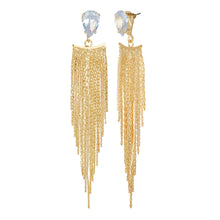 Load image into Gallery viewer, Golden Long Earings | Chains | Tear Drop | CZ Stone | Victorian