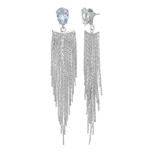 Load image into Gallery viewer, Silver Long Earings | Chains | Tear Drop | CZ Stone | Victorian