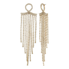 Load image into Gallery viewer, Golden Long Earings | Chain | CZ Stone | Waterfall