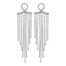 Load image into Gallery viewer, Silver Long Earings| Chain | CZ Stone | Waterfall