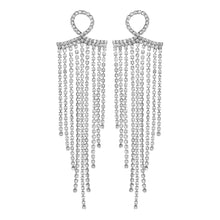 Load image into Gallery viewer, Silver Long Earings| Chain | CZ Stone | Waterfall