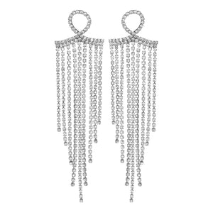 Silver Long Earings| Chain | CZ Stone | Waterfall