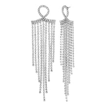 Load image into Gallery viewer, Silver Long Earings| Chain | CZ Stone | Waterfall