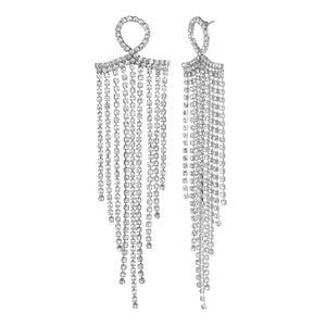 Silver Long Earings| Chain | CZ Stone | Waterfall