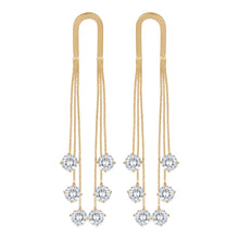 Load image into Gallery viewer, Golden Long Earings | Chain Danglers | CZ Stones | Solitaire Hanging