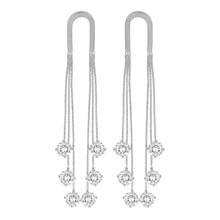 Load image into Gallery viewer, Silver Long Earings | Chain Danglers | CZ Stones | Solitaire Hanging