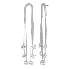 Load image into Gallery viewer, Silver Long Earings | Chain Danglers | CZ Stones | Solitaire Hanging