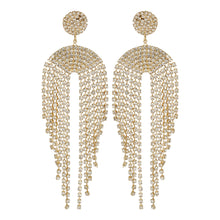 Load image into Gallery viewer, Long Golden Earings | Chains | CZ Stones | Chandeliers