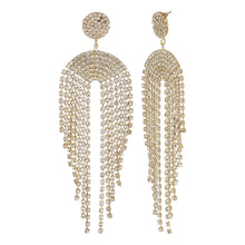 Load image into Gallery viewer, Long Golden Earings | Chains | CZ Stones | Chandeliers