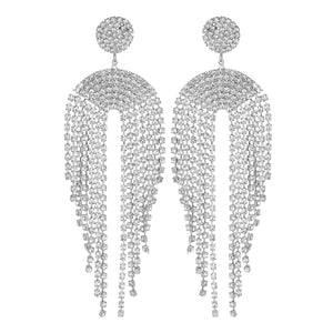 Long Silver Earings | Chains | CZ Stones | Chandeliers