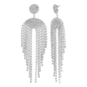 Long Silver Earings | Chains | CZ Stones | Chandeliers