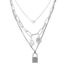 Load image into Gallery viewer, 3 LAYERED SILVER NEKCLACE WITH CHARMS
