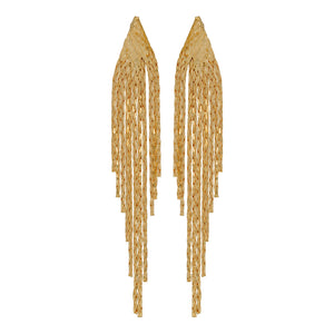 Golden Earings | Long Chain | Waterfall |Vintage