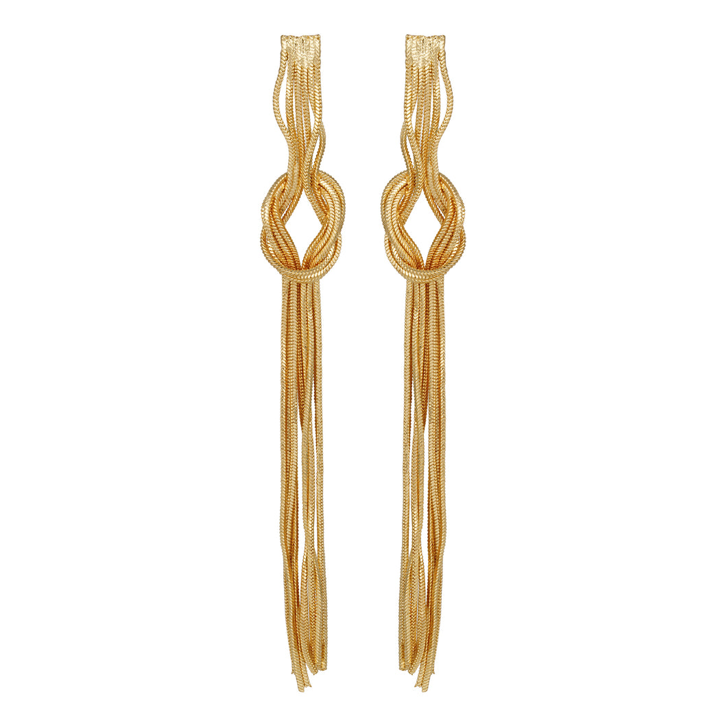 Gold Long Earing | Chain | Knot | Danglers