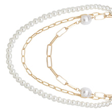 Load image into Gallery viewer, Trendy 3 Layered Chain Necklace With Pearl Mala