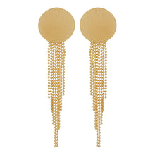 Load image into Gallery viewer, Golden Long Earrings | Coin | Mesh Chains | Danglers