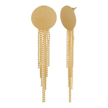 Load image into Gallery viewer, Golden Long Earrings | Coin | Mesh Chains | Danglers