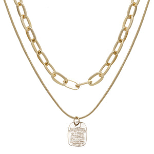 STYLISH 2 LAYERED GOLDEN CHAIN NECKLACE WITH CHARM PENDANT