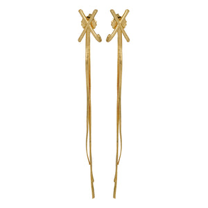 Golden Long Earings | Chains | Cross Studd | Victorian