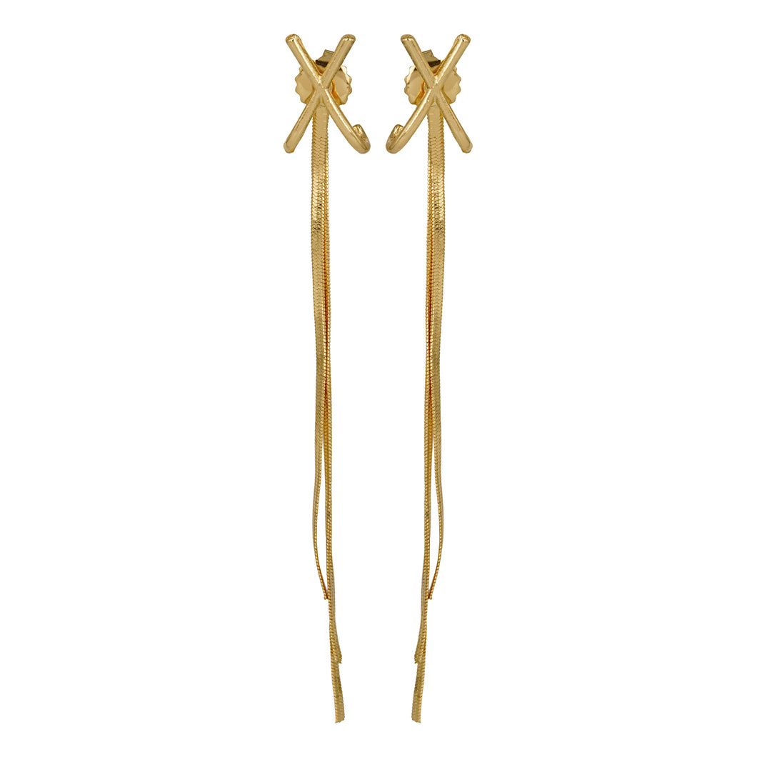 Golden Long Earings | Chains | Cross Studd | Victorian