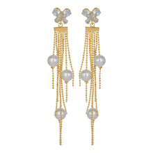 Load image into Gallery viewer, Golden Long Earrings | Chains | Pearl Danglers