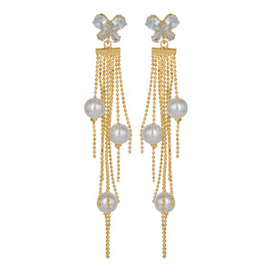 Golden Long Earrings | Chains | Pearl Danglers