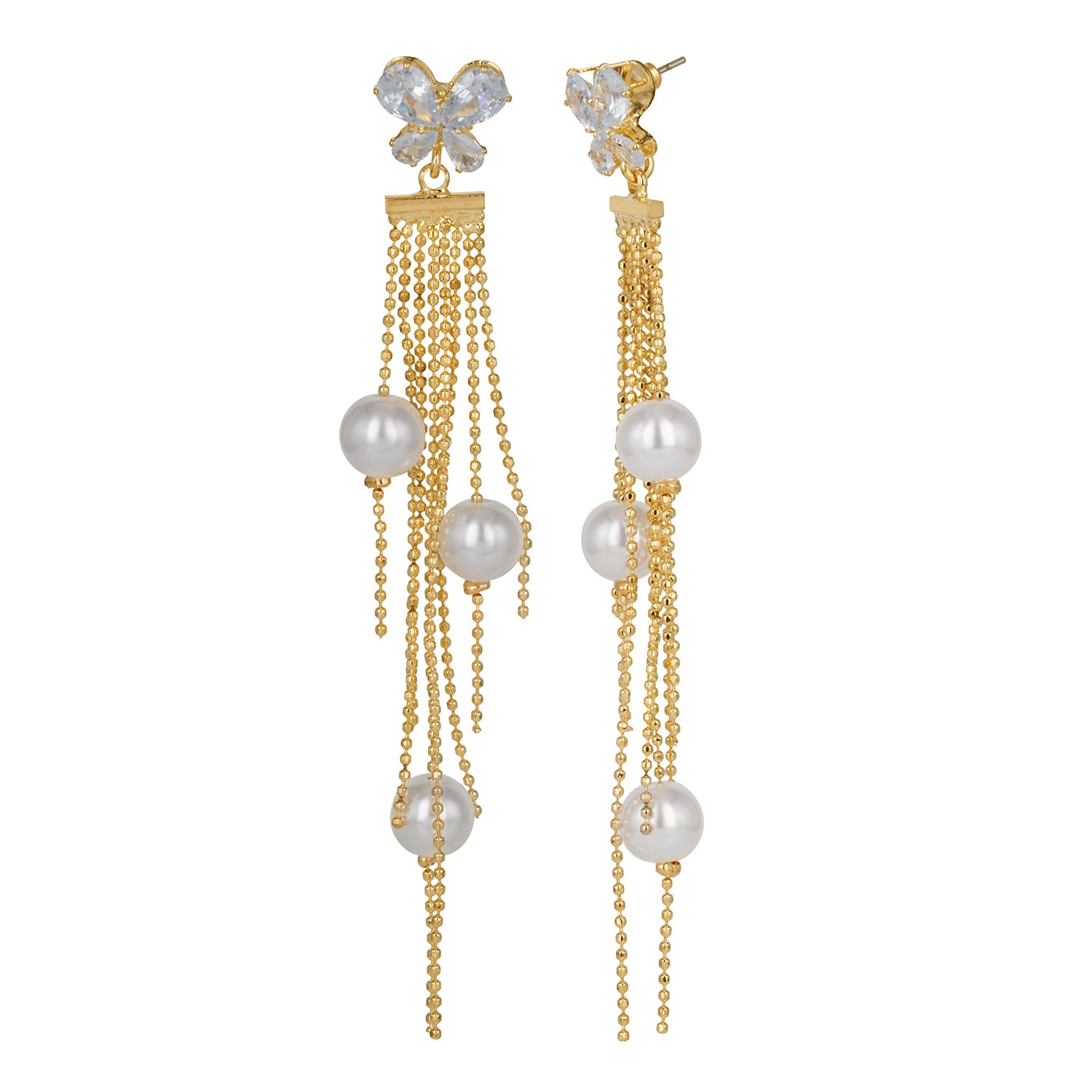 24k gold vermeil sterling silver hammered pearl long chain drop jhumka  earrings