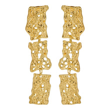 Load image into Gallery viewer, Gold Toned | Long Earings | 3 - Layered | Paneled | Carved