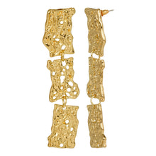 Load image into Gallery viewer, Gold Toned | Long Earings | 3 - Layered | Paneled | Carved