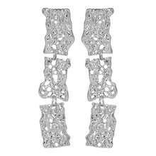 Load image into Gallery viewer, Silver Toned | Long Earings | 3 - Layered | Paneled | Carved