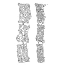Load image into Gallery viewer, Silver Toned | Long Earings | 3 - Layered | Paneled | Carved