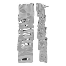 Load image into Gallery viewer, Silver Platted | Long Earings | Paneled | 5 Layers | Foil Texture