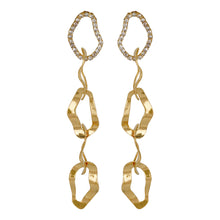 Load image into Gallery viewer, Golden Long Earings | Tyre Linked | CZ Stone Diamonds