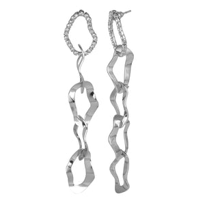 Golden Long Earings | Tired Linked | CZ Stone Diamonds