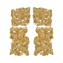 Load image into Gallery viewer, Golden Toned |Long Earings | Paneled | 2 Layers |Foil Texture