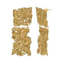 Load image into Gallery viewer, Golden Toned |Long Earings | Paneled | 2 Layers |Foil Texture