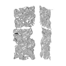Load image into Gallery viewer, Silver Toned | Long Earings | Paneled | 2 Layers | Foil Texture