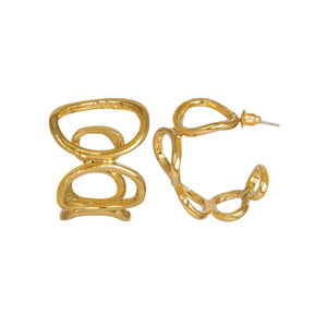 Golden Hoop Earings | Round | Connected Circles
