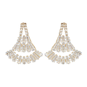 Golden Earings | Chandelier | CZ Stone | Baggets