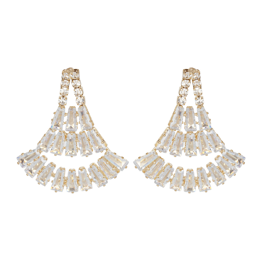 Golden Earings | Chandelier | CZ Stone | Baggets