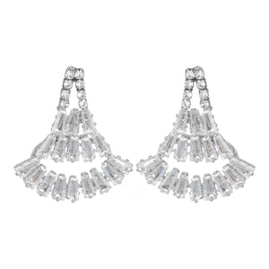 Silver Earings | Chandelier | CZ Stone | Baggets
