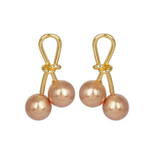 Load image into Gallery viewer, Golden Earings| Pearl Drop | Hanging| Cherry Bunch | self-textured
