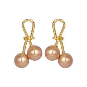 Golden Earings| Pearl Drop | Hanging| Cherry Bunch | self-textured