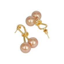 Load image into Gallery viewer, Golden Earings| Pearl Drop | Hanging| Cherry Bunch | self-textured