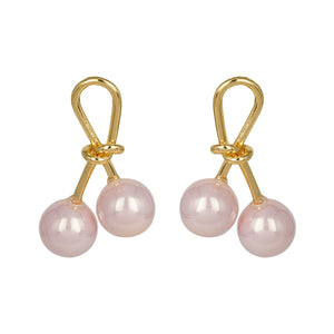 Rose Gold Earings| Pearl Drop | Hanging| Cherry Bunch | self-textured