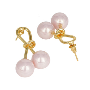 Rose Gold Earings| Pearl Drop | Hanging| Cherry Bunch | self-textured