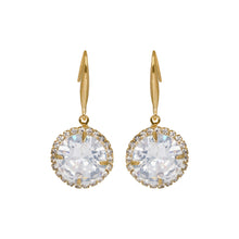 Load image into Gallery viewer, Golden Earings | Hooks | Solitaire CZ Stone | Round