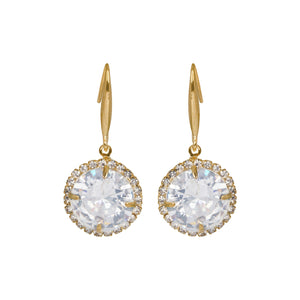 Golden Earings | Hooks | Solitaire CZ Stone | Round