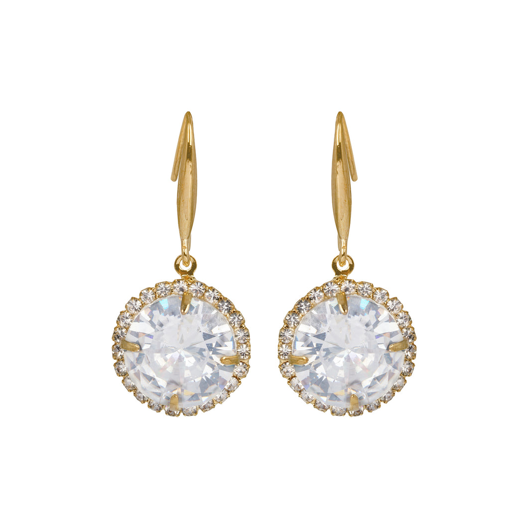 Golden Earings | Hooks | Solitaire CZ Stone | Round